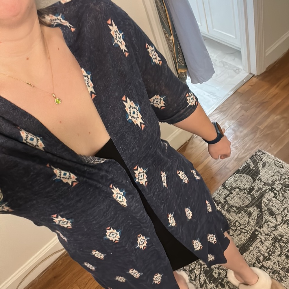 Navy blue 3/4 sleeve cover up